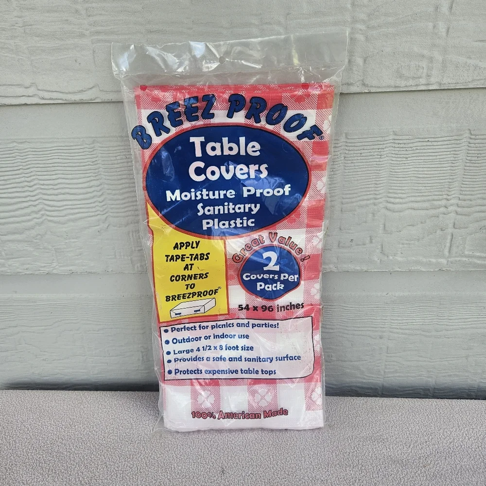 VTG Breez Proof Table Covers Red Check Moisture Proof USA Made Sanitary Plastic
